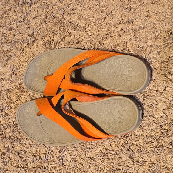 FitFlop orange pink gold womens size 10 orthopedic shoes - Picture 2 of 6